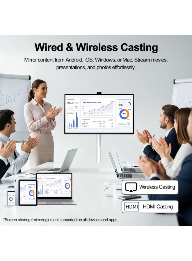 VLH 27 Inch Rolling Smart TV with 1080P Touch Screen, Android 15 OS, MTK 8-core CPU, 6G+128G Storage, 8MP Camera, 4-6H Battery, Rotatable Display for Home/Office/Outdoor, Arabic & Google Play - Image 4